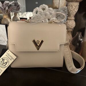 Valentino Orlandi Cream Crossbody Bag with Gold Hardware